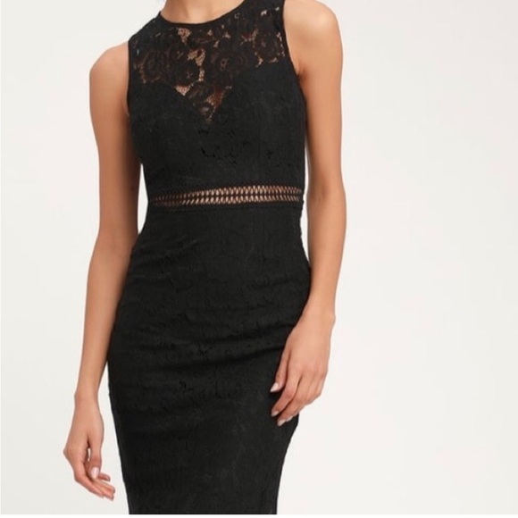 NEW Lulu’s Black Lace Maxi Dress High Neck Sleeveless Mermaid Long Lace Medium - Picture 2 of 10